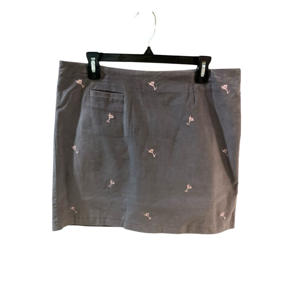 Golftini Vegas skirt with martini print gray corduroy
